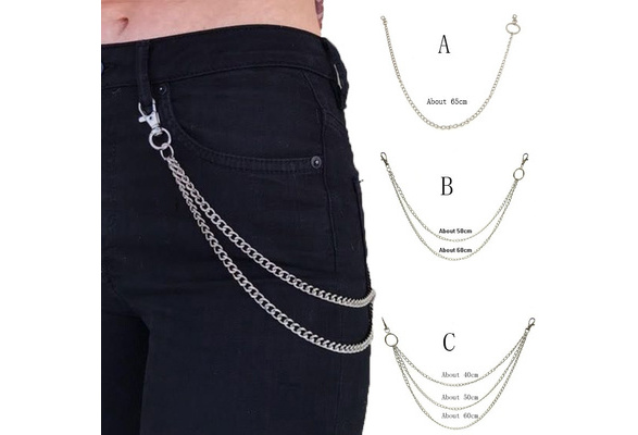 Pants Chain Silver Metal Wallet Belt 