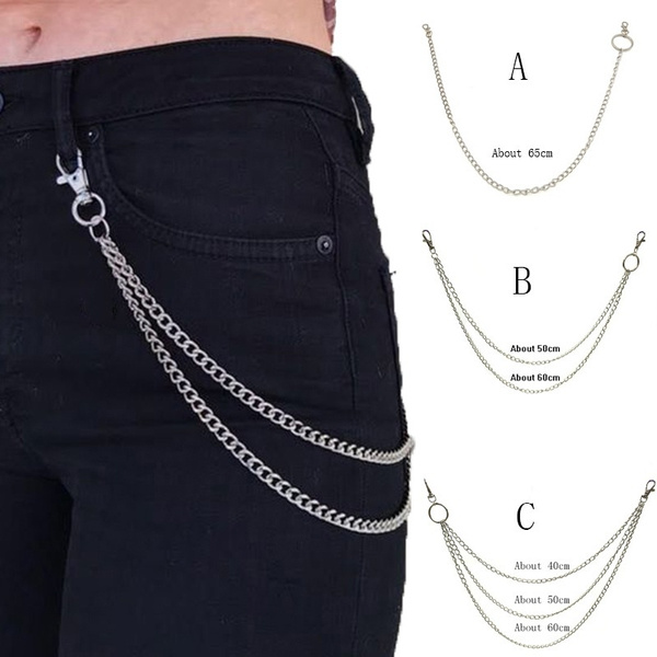 Cheers.US 4Pcs Multi-layer Anti-Lost Unisex Pants Trousers Chain Wallet  Chain Jeans Pant Chain Silver - Walmart.com