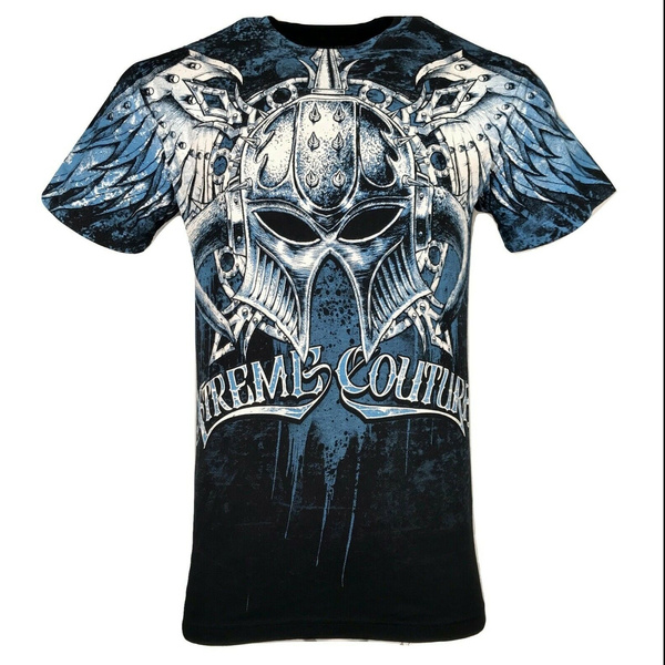 Xtreme Couture AFFLICTION Mens BUTTON DOWN Shirt ROYALTY REV WING Gym Black $78 