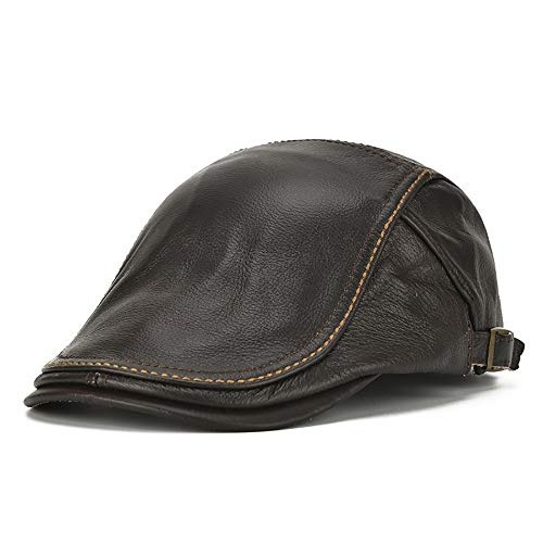 Men's Flat Cap Beret Hunting Real Cowhide Leather Driver Cap Newsboy