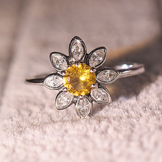 Sterling, Flowers, wedding ring, Sunflowers