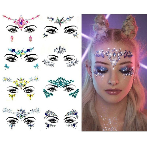 Face Gems Adhesive Glitter Jewel Tattoo Sticker Festival Rave Party Eyebrow  Body