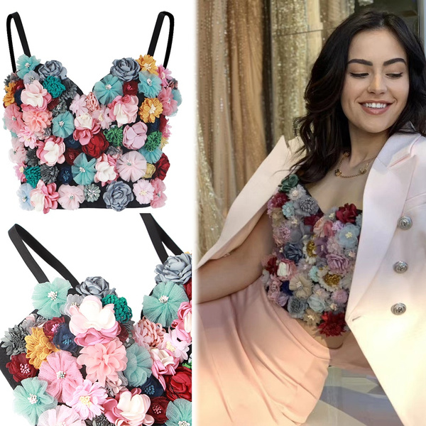 Floral bustier best sale crop top