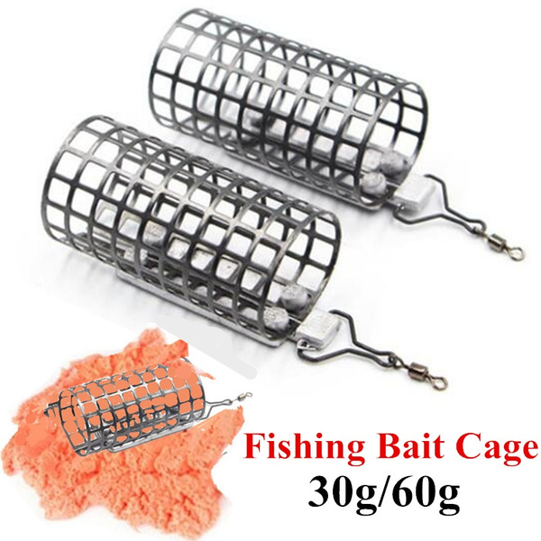 Stainless Steel Feed Holder Fishing Lure Whosesale Cage Trap Basket Bait  Cage with Sinker 30g,60g