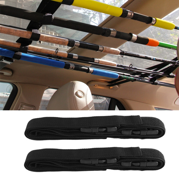 2pcs Car Fishing Rod Holder Black Nylon Fishing Rod Rack Vehicle Fishing  Rod Carrier Belt Strap Fishing Tools