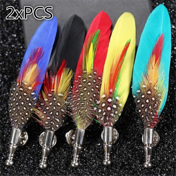 Classic Feather Brooch Lapel Peacock Pin Party Suit Corsage Jewelry Luxury  Pins Brooches Hat Shirt Men Women Accessories