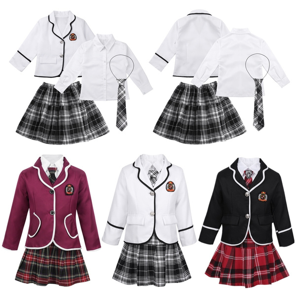Boys Girls' 4Pcs Japanese Korean Winter School Uniform Long Sleeves ...