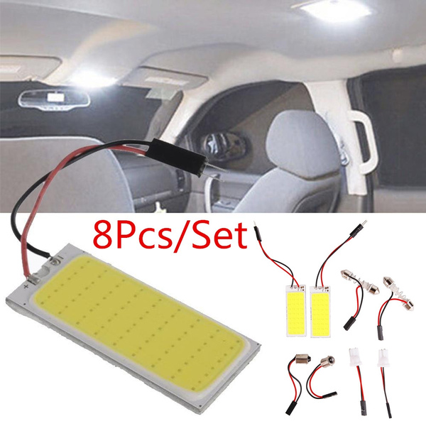 8pcs/set White 36 SMD COB LED T10 12V Car Interior Panel Light Dome
