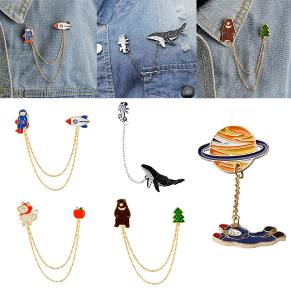 Universe Brooches Pins Astronaut Helmet Whale Robot Planet Gesture ...