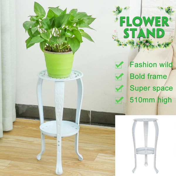 Newest 2 Tiers Elegant Metal Shelves Flower Pot Plant Stand Display Indoor Outdoor Garden Patio Gifts Wish