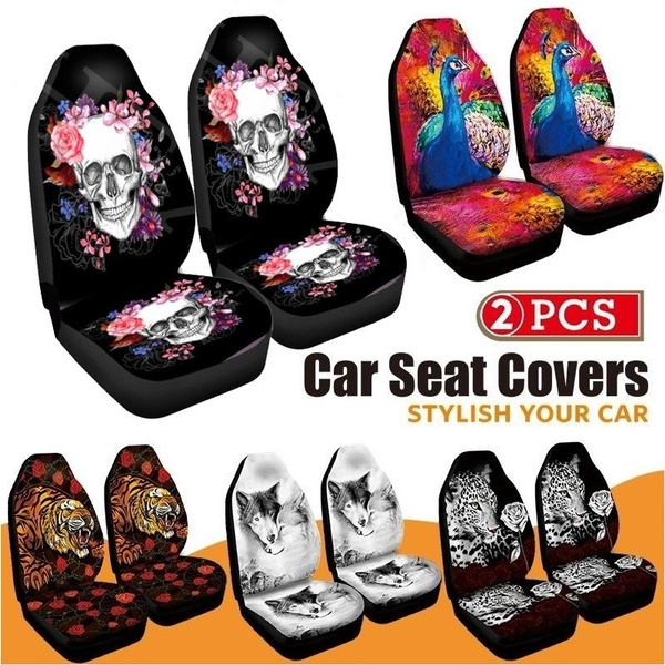 Pea Print Front Car Seat Cover, Skull Car Seat Covers For Babies
