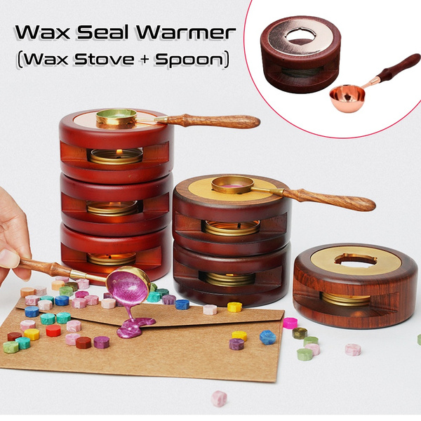 Wax Seal Warmer with Melting Spoon for Wax Sealing Stamp Envelope, Red