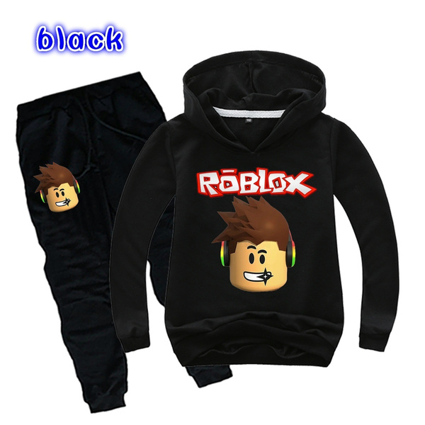 Kids Roblox Hoodies Sets And Pants New Suit Black Sweatpants Funny For Teens Black Long Sleeve Pullovers For Boys Or Girls Wish - roblox girls black clothes