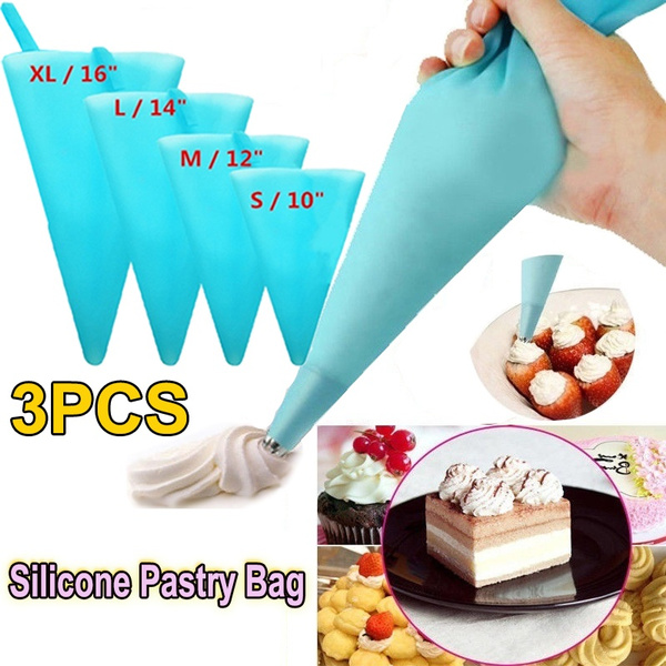Silicone Reusable Cream Pastry Bag Icing Piping Cake Decorating Bakery Tools S