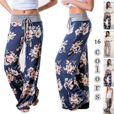 pajamapant, elastic waist, Floral print, high waist