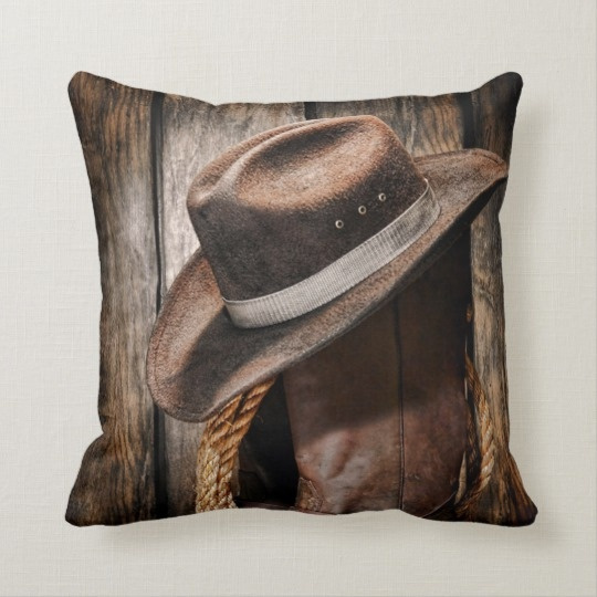 Western Cowboy Hat and Cowgirl Boots ​Decorative Throw Pillow Covers 18x18  Inch Pillows Case Square Cushion Cover Standard Pillowcase for Sofa Couch