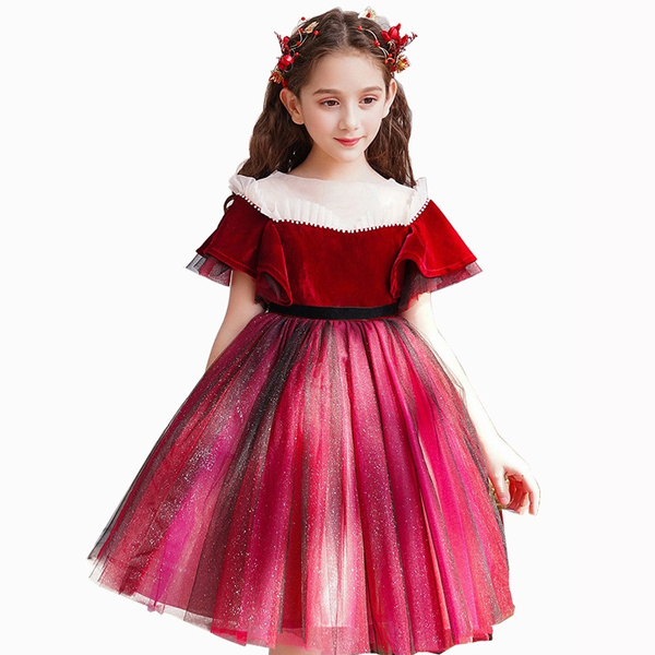 Girl dress Teen Girl Christmas Dress For Girls prom Attend Formal Party Dresses  Girls Clothes Red Girl party costume