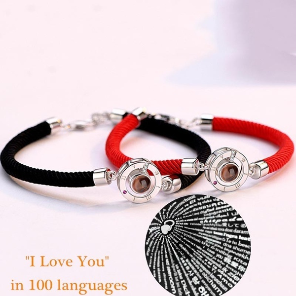 Romantic Gifts New Arrival 100 Languages I Love You Bracelet Light Projection