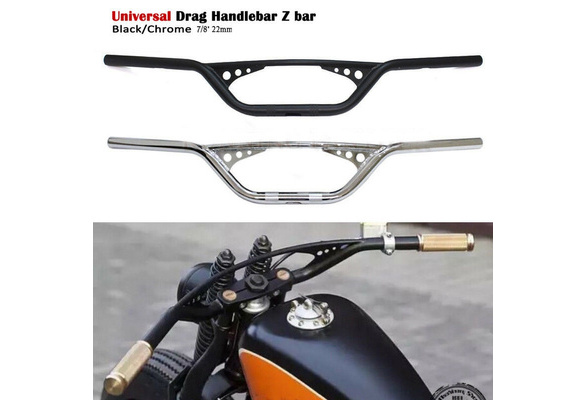 DELLEN Motorcycle Handlebar 7/8 22mm Z Bar for Harley for Honda for Yamaha for Kawasaki for Suzuki for Chopper for Bobber Cafe Racer Black/ Chrome (Color : Chrome