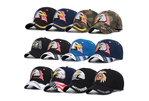 Mens Hat USA American Flag Eagle with Stars and Stripes embroidered Baseball cap 