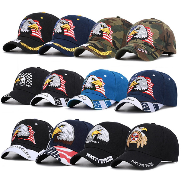 Unisex Patriotic Caps American Flag Hat Military Snapback Trucker