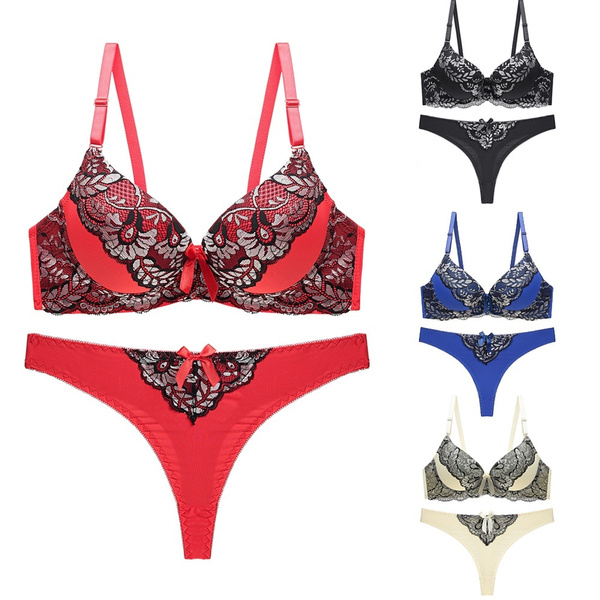 Sexy Brassiere Embroidered Underwear Set Women Bra Set Push Up