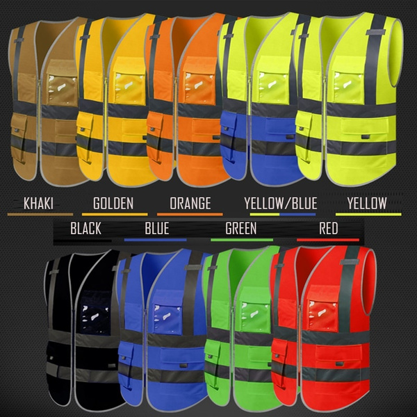 High Quality Cheap Reflective Waistcoat Traffic Safety Vests Reflective Vest Multi Pockets Fluorescent Yellow Orange Multi Color Options Silk Printing Wish