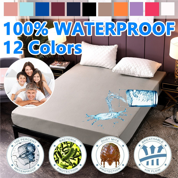 100% Waterproof Bed Sheet Smooth Hypoallergenic Mattress Protector Against  Dust Mites And Bacteria Solid Color Fitted Sheet Mattress Cover