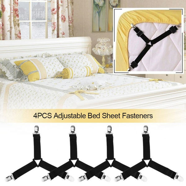 4 PCS Bed Sheet Mattress Cover Blankets Grippers Clip Holder Fasteners Elastic 