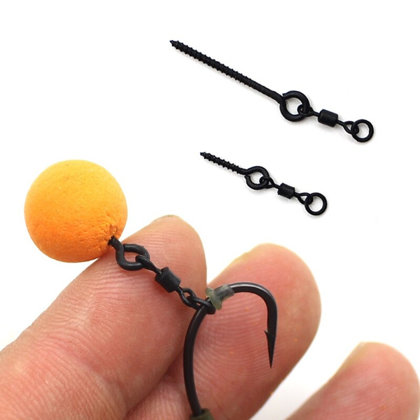 10pcs Boilie Screw With Mirco Ring Swivel For Ronnie Rig D Rig Chod Rig Terminal Tackle Bait Holder Screw Carp Fishing Accessory Wish