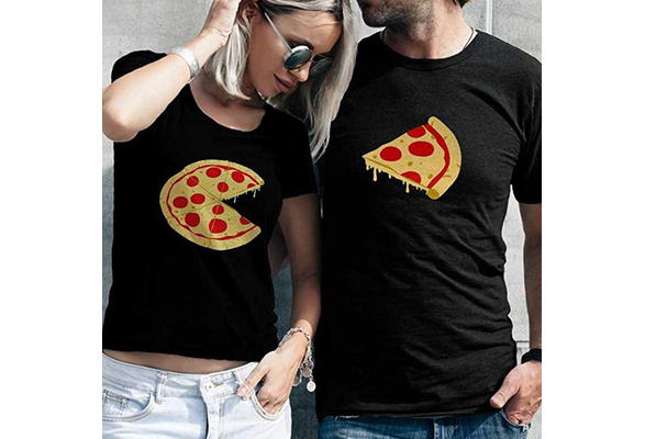 The Missing Piece Pizza & Slice Matching Couple T-Shirts His and Her Shirts 