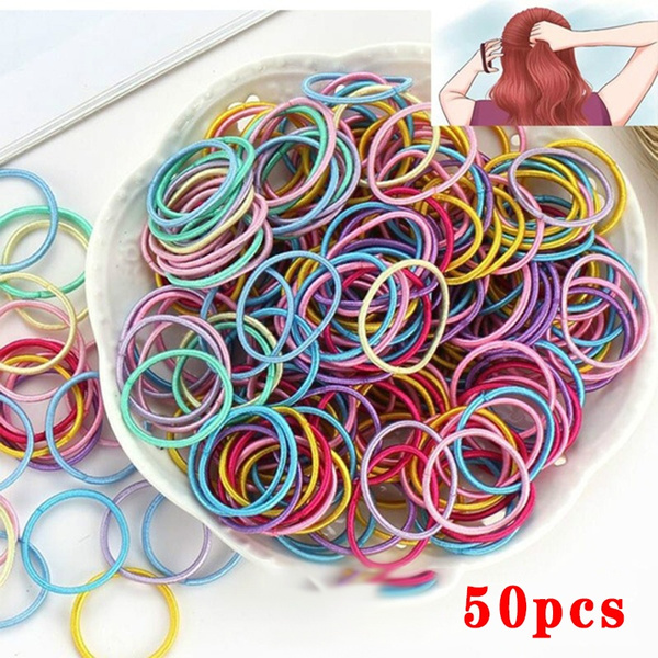 50pcs /lot Nylon Girls Cute Color Elastic Hairband Binding Elastic ...