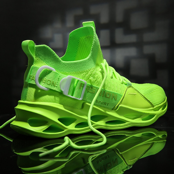 fluorescent green tennis shoes