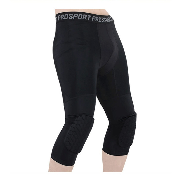 Basketball Compression Pants with Knee Pads Capri Protector Gear