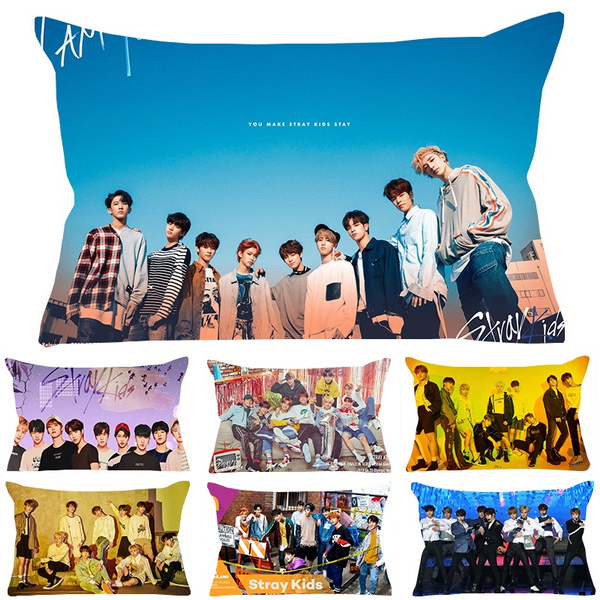 Trendy Korea Fashion Stray Kids Pattern Pillows Cushion Cover Polyester Single sided Printing Car Sofa Waist Pillow Case Home Decorative Pillow