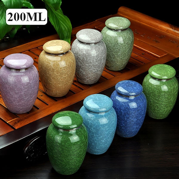 Ice Cracked Glaze Baby Keepsake Porcelain Divination Urn Storage Ashes