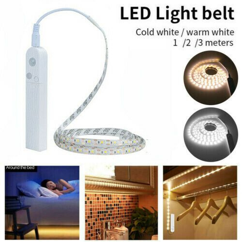 1-3m wireless PIR Motion Sensor LED Bed Closet Night light 5V 2835 AAA Battery 