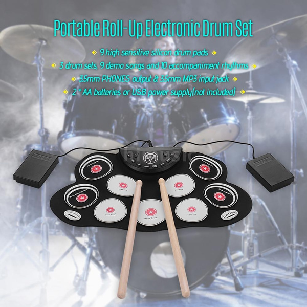 Ultra Compact USB Rechargeable Electronic Drum Set Digital Roll Up