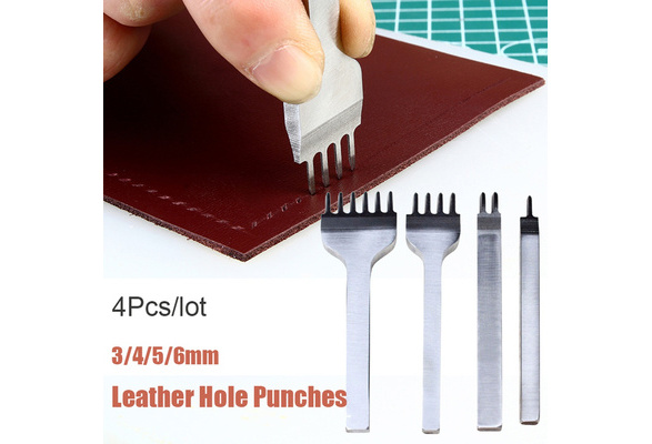 4pcs/lot Leathercraft Tools 3/4/5/6mm Leather Hole Punches Stitching Punch Tool 
