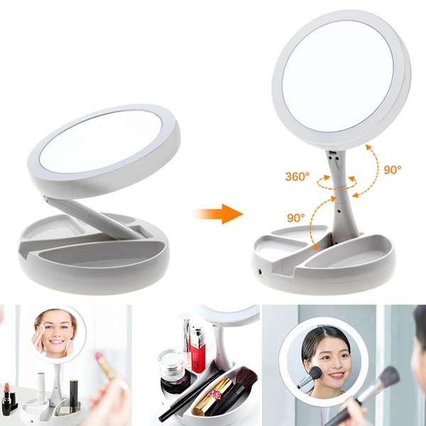 Led Lighted Folding Makeup Mirror, Table Stand Mirror