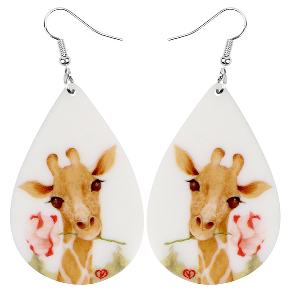 Wooden on sale giraffe earrings