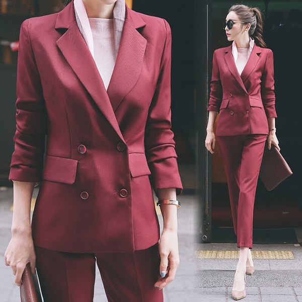 Women's Business Suits Formal Office Work Pants Suits Plus Size Jacket and  Pants Female Long Sleeve Blazer Two Piece Suit Set
