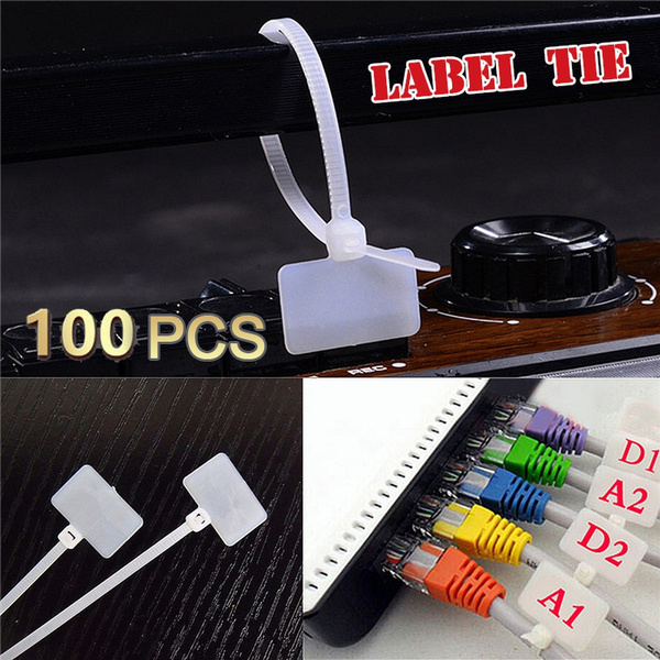 100Pcs Self-Locking Label Tie Network Cable Marker Cord Tie Wire Strap Zip 