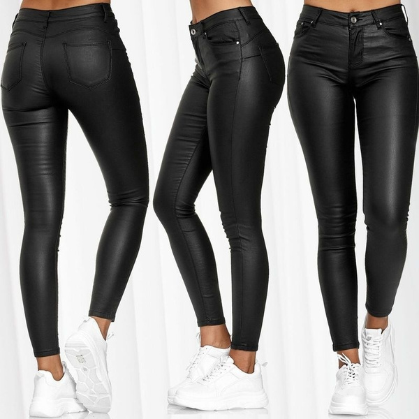low rise leather trousers