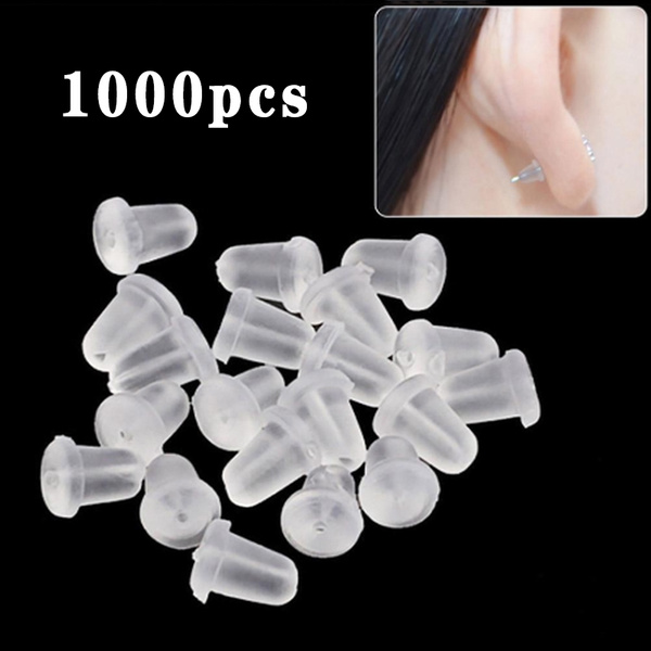 1000pcs Rubber Earring Backs Stoppers Clear Plastic Ear Hooks Back