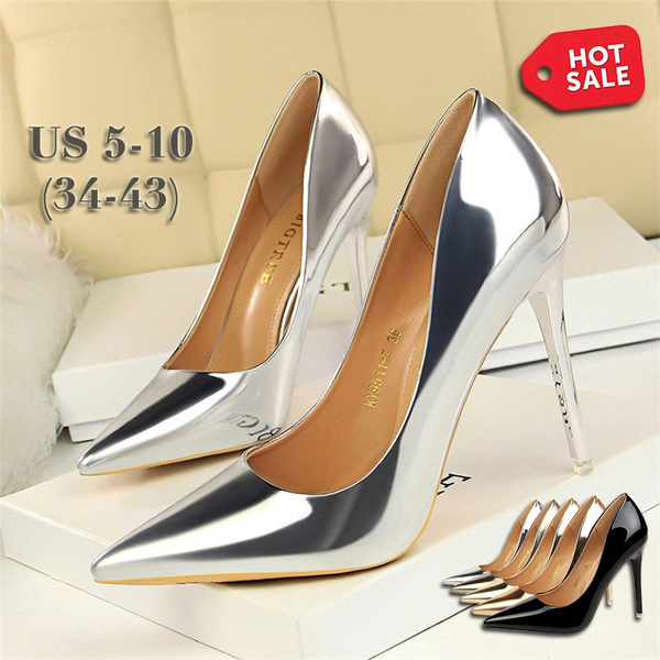Details about   Womens Patent Leather Platform High Heels Stilettos Pull On Club Shoes Plus Size