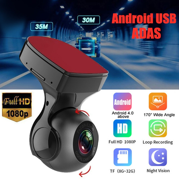 720P/1080P Full HD Car Camera Dashcam Auto DVR Camera ADAS Dashboard Camera  Car USB Driving Recorder with 170° Wide Angle G-Sensor Night Vision Loop  Recording for Android System