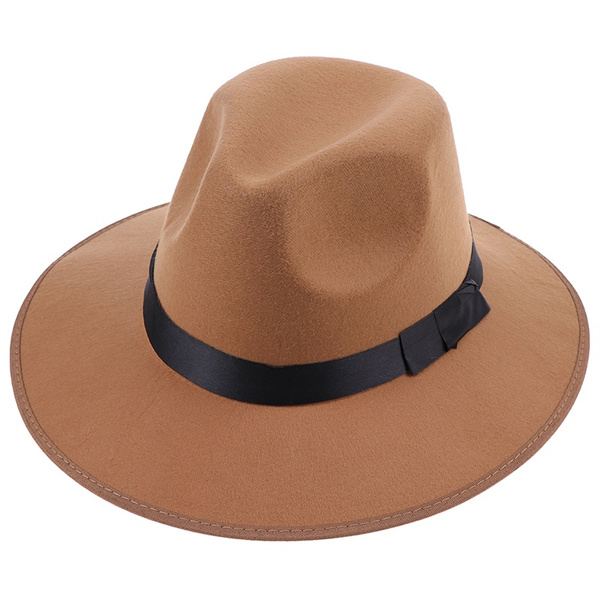 Vintage Men Women Hard Felt Hat Wide 