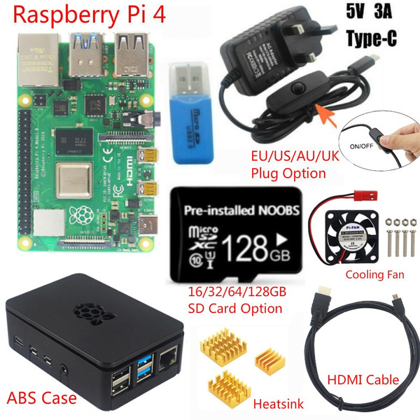 Raspberry Pi 4 Model B(2GB RAM) Starter Kit with ABS Case+Cooling Fan ...