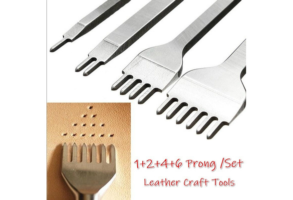 4/5/6mm Leather Craft Tools Hole Punches Stitching Punch Tool 2+4+6 Prong Steel